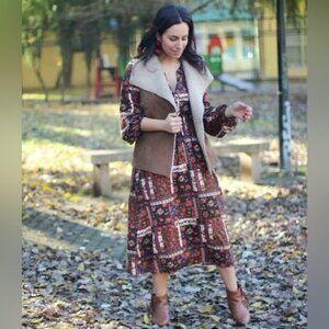 NWT ZARA TRAFALUC Long Patchwork Velvet Ribbon Cuffs Midi Dress 8445/444 Size XS